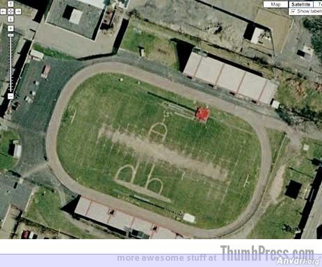 Football Field Art - Embarassing and Hilarious Google Maps Moments 