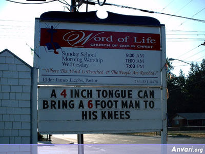 4 Inch Tongue - Funny Church Signs 
