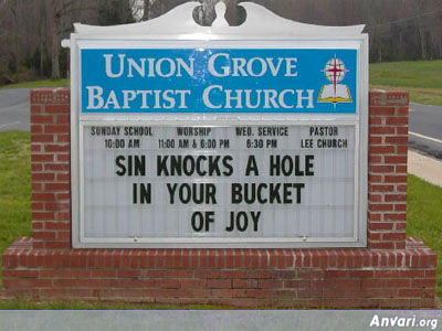 Bucket of Joy - Funny Church Signs 