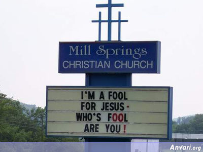 Fool For Jesus - Funny Church Signs 