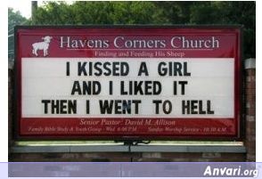 Kiss Girl Hell Church Sign - Funny Church Signs 