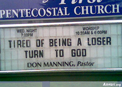 Tire of Being a Loser - Funny Church Signs 