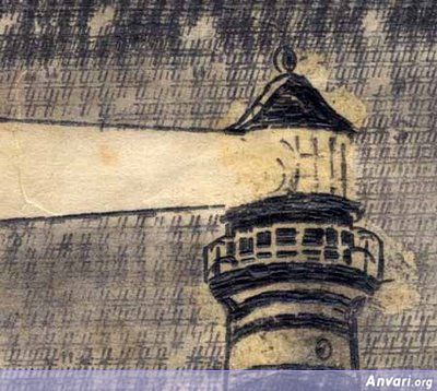 Detail Lighthouse On A Starry Night - Typewritter ASCII Art 