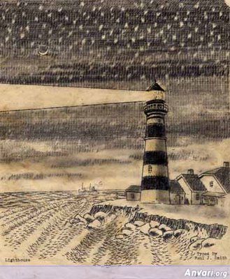 Lighthouse On A Starry Night - Typewritter ASCII Art 