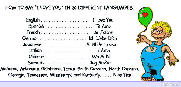 I Love You In Different Languages List. suggest List of you will